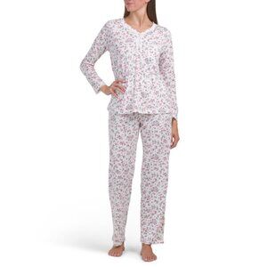 SOPHIA Ivory 2pc Simply Pretty Pajama Top And Pants Set